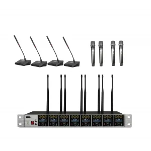 K.Meister UW-3840: 8-Mikrofonlu Kablosuz Mix Set 4 Kürsü + 4 EL