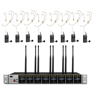 K.Meister UW-3850 8-Mikrofonlu Headset, Yaka Kablosuz Mikrofon Seti
