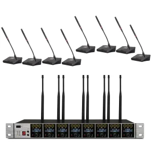 K.Meister UW-3830: 8-Mikrofonlu Kablosuz Toplantı Mikrofon Seti, 8li Set