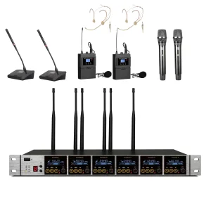 K.Meister UW-3600 6 Mikrofonlu Kablosuz Mix Set ( 2 x Kürsü + 2 EL + 2 Yaka + 2 headset )