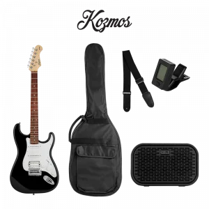 KOZMOS KGP-STG20/BK Siyah Yeni Başlayanlar için Elektro Gitar Seti, ( Gitar + Amfi + Akort + kılıf )