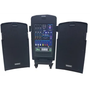 Mickle MP210 2x10 Şarjlı Reverbli 600W Portatif Hoparlör, UHF çift Kablosuz Mikrofon, USB/Bluetooth