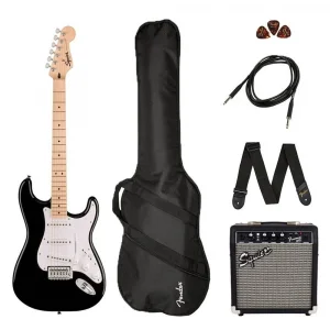Squier Sonic Stratocaster Black Frontman 10G Amfi Elektro Gitar Seti