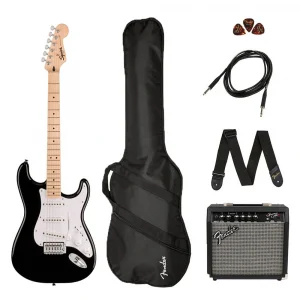 Squier Sonic Stratocaster Black Frontman 10G Amfi Elektro Gitar Seti