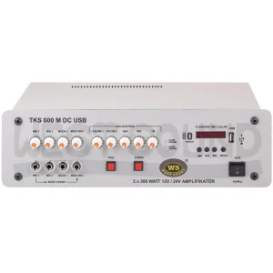West TKS 600M 2x300W/12V 4 Kanal USB Mixer-Amplifier DC 12V-24V