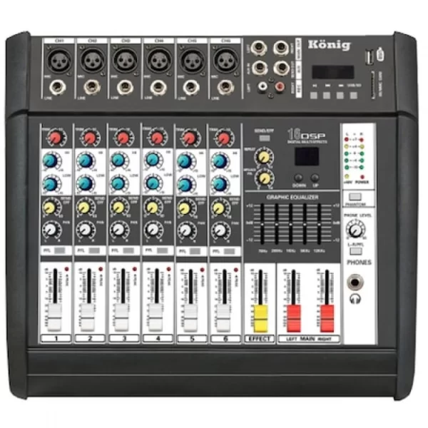 König K-6 P500 FX 2x250W 6 Kanal Power Mixer
