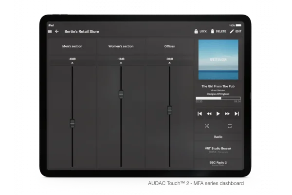 Audac MFA216 Tablet Kontrol Network Amfi  2x80W/4-ohm, 160W/100V