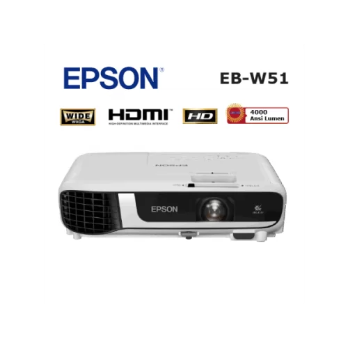 Epson EB-W51 4000 Ansi Projeksiyon, 3 Lcd, HD, 1280x800, 12000 Saat
