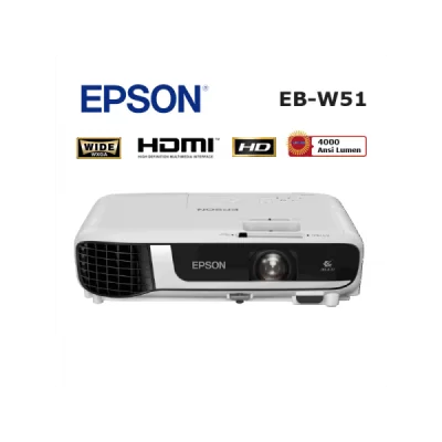Epson EB-W51 4000 Ansi Projeksiyon, 3 Lcd, HD, 1280x800, 12000 Saat