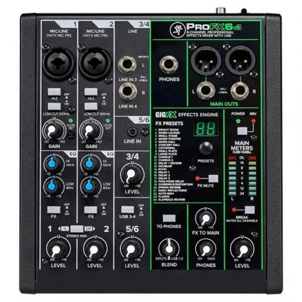 Mackie PROFX6V3 4 Kanal USB Mikser