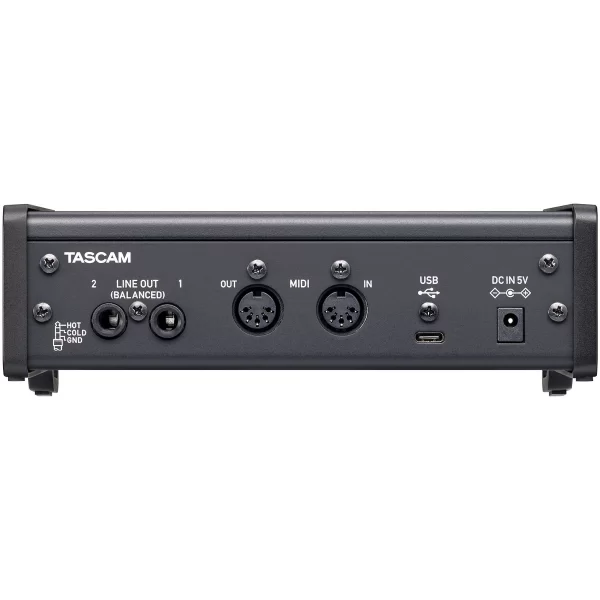 Tascam US-2X2HR USB-C Audio Interface, 2 ins (XLR/TRS)/2 outs (TRS)+MIDI I/O for Win/Mac computers, Ultra-HDDA mic pres, 192k, phantom power, iOS support, powered by USB bus, Cubase LE + Sample Tank