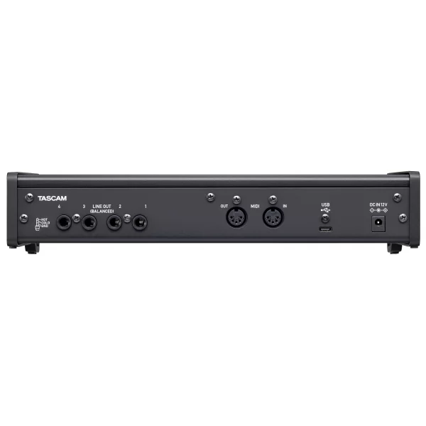 Tascam US-4x4HR USB-C Audio Interface, 4 ins (XLR/TRS)/4 outs (TRS)+MIDI I/O for Win/Mac computers, Ultra-HDDA mic pres, 192kHz, phantom power, iOS support, incl. power supply, Cubase LE + Sample Tan