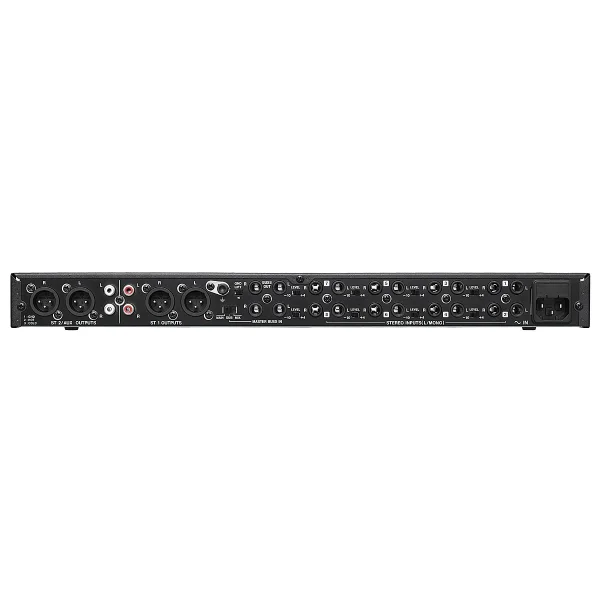 Tascam LM-8ST Line mixer, 8 stereo ins+mic/line in on front panel, 2 bal/unbal stereo outputs, 2 independent stereo busses, cascade I/O,