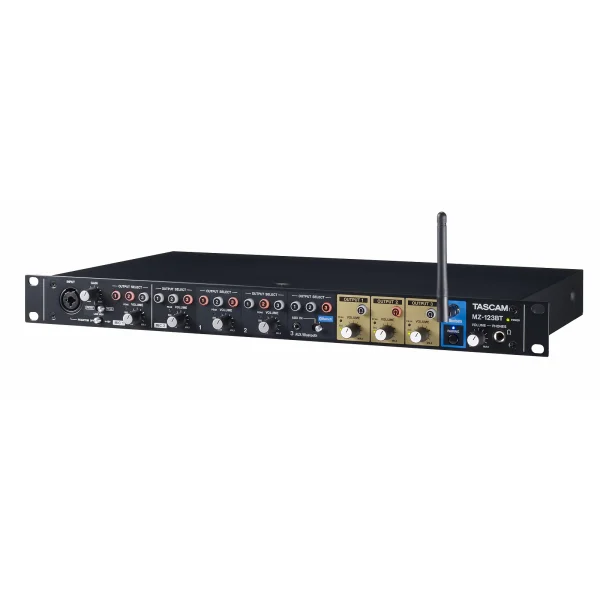 Tascam MZ-123BT Compact Multi-Zone Audio Mixer with Bluetooth, 19, 1U