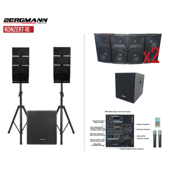 Bergmann Konzert-16 Hazır Set Tak Çalıştır 15 Subwoofer ve 8 Adet 6 Hoparlör seti