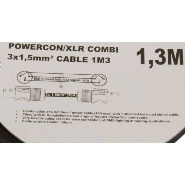 Metex DMX-PCB15xx Hybrid DMX & Aktif Hoparlör Atlama Kablosu (3x1,5mm + 2x0.22) metre seçiniz