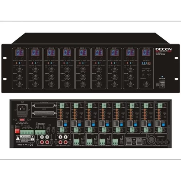 Decon DP-8000 8x8 Audio Matrix Controller, CAT5, DP-8000A 8 zone mikrofon ile kullanılabilir