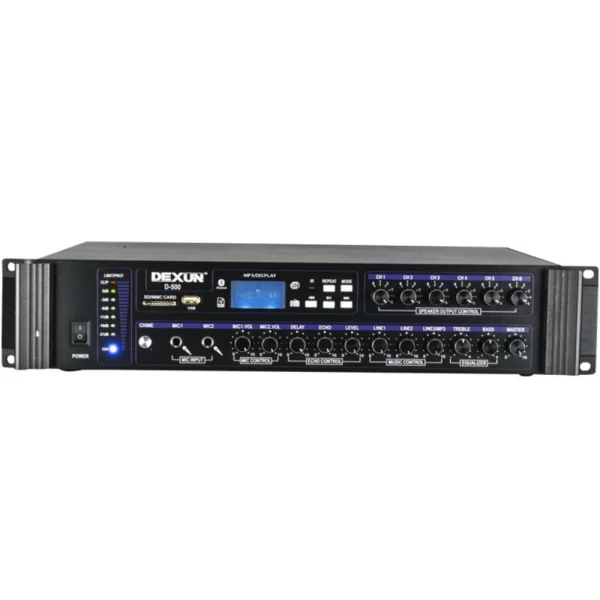 DEXUN D500 Mixer-Amplifier 350W/100V 6-volüm kontrol, USB/BT