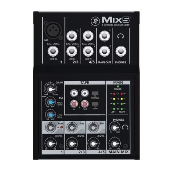 Mackie MIX5 Stüdyo Mikseri, 5 Giriş 1 Kanal Mono - 2 Kanal Stereo