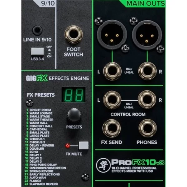 Mackie PROFX10V3 10 Kanal USB Mikser