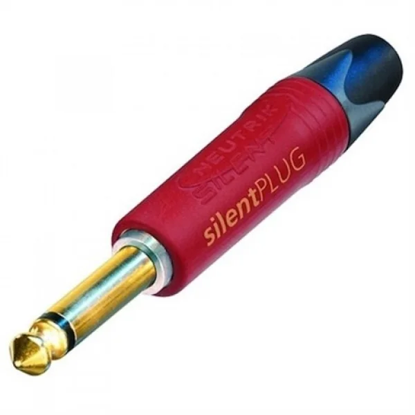 Neutrik NP2X-AU-SILENT Mono 6.3mm. Civi Jack,  Kırmızı Renk, Gold Plated