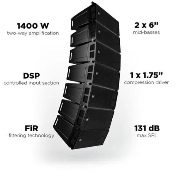 RCF HDL 6-A 2x6 Aktif Line Array Module, 1400W