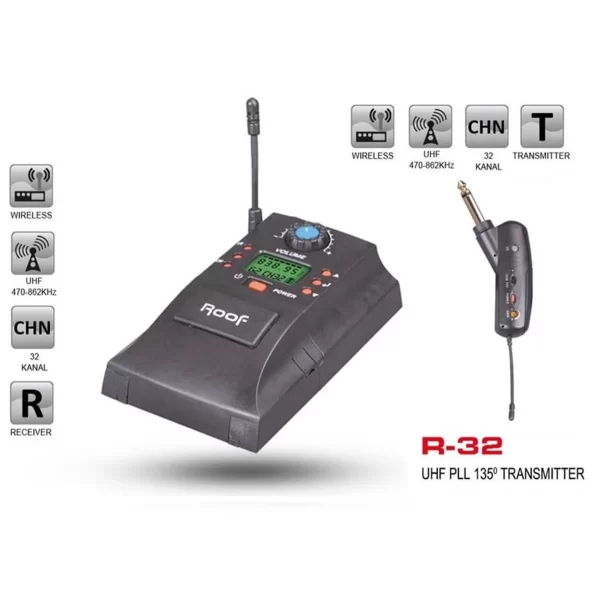 ROOF R32L Gitar için Kablosuz Mikrofon seti 791 mhz. Kırsalda kullanılabilir