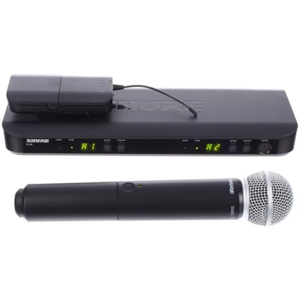 SHURE BLX1288E/SM58 58 Combo El+Enstrüman Çift Kablosuz Mikrofon Seti