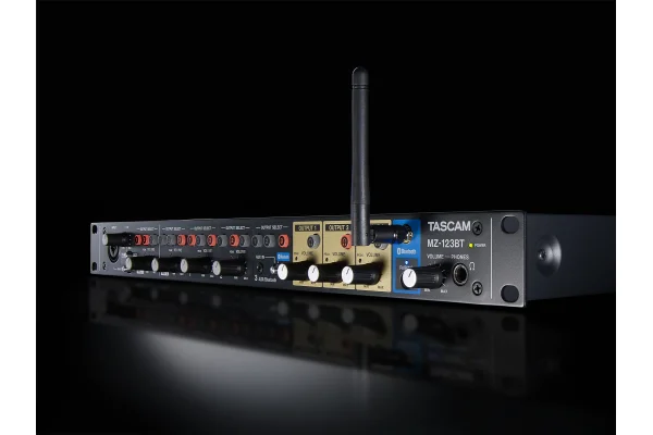 Tascam MZ-123BT Compact Multi-Zone Audio Mixer with Bluetooth, 19, 1U