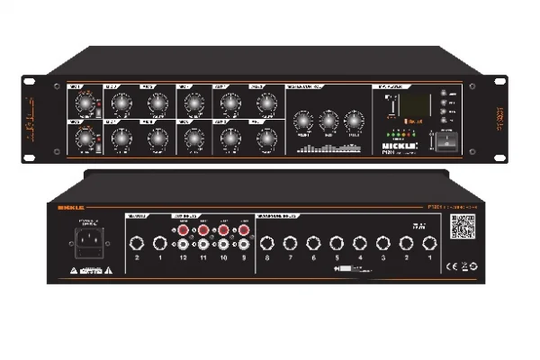 Mickle P1201 19 Preamp-Mixer, USB/SD/Bluetooth 12 Kanal, 4 Aux,