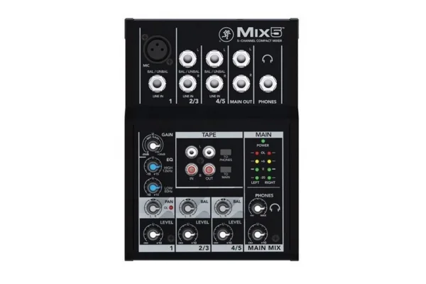 Mackie MIX5 Stüdyo Mikseri, 5 Giriş 1 Kanal Mono - 2 Kanal Stereo