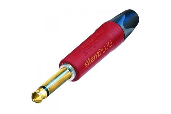 Neutrik NP2X-AU-SILENT Mono 6.3mm. Civi Jack,  Kırmızı Renk, Gold Plated
