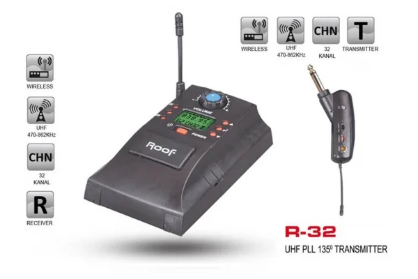 ROOF R32L Gitar için Kablosuz Mikrofon seti 791 mhz. Kırsalda kullanılabilir