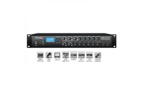 WESTA WM-250 1-zone Mixer-Amplifier 250W/100V USB/BT