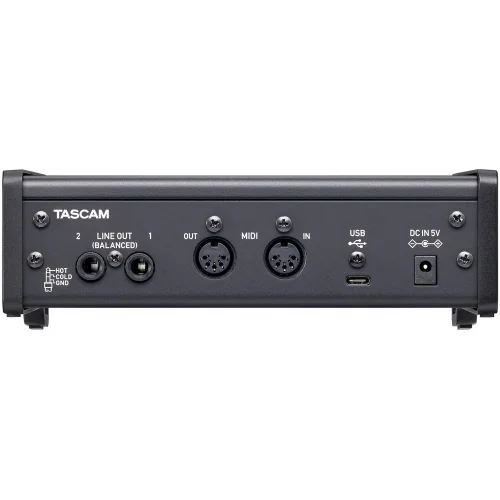 Tascam US-2X2HR USB-C Audio Interface, 2 ins (XLR/TRS)/2 outs (TRS)+MIDI I/O for Win/Mac computers, Ultra-HDDA mic pres, 192k, phantom power, iOS support, powered by USB bus, Cubase LE + Sample Tank