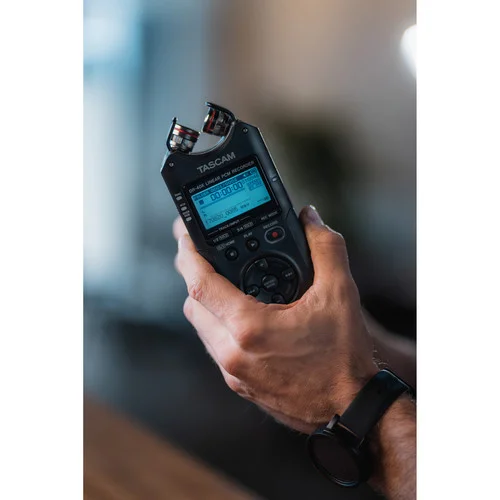 Tascam DR-40X Handheld 4-track recorder, dual recording (2x stereo),XLR ins with phantom power, overdub, mixdown, AB/XY mic configurations, MS decoder