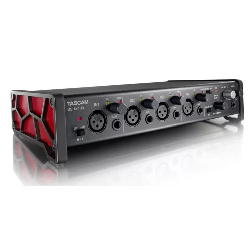Tascam US-4x4HR USB-C Audio Interface, 4 ins (XLR/TRS)/4 outs (TRS)+MIDI I/O for Win/Mac computers, Ultra-HDDA mic pres, 192kHz, phantom power, iOS support, incl. power supply, Cubase LE + Sample Tan