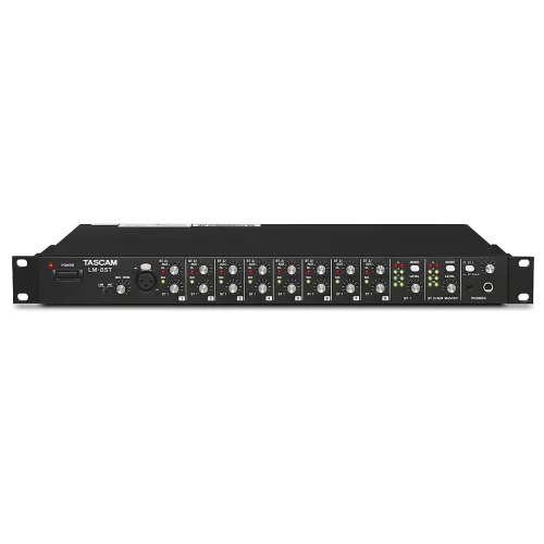 Tascam LM-8ST Line mixer, 8 stereo ins+mic/line in on front panel, 2 bal/unbal stereo outputs, 2 independent stereo busses, cascade I/O,