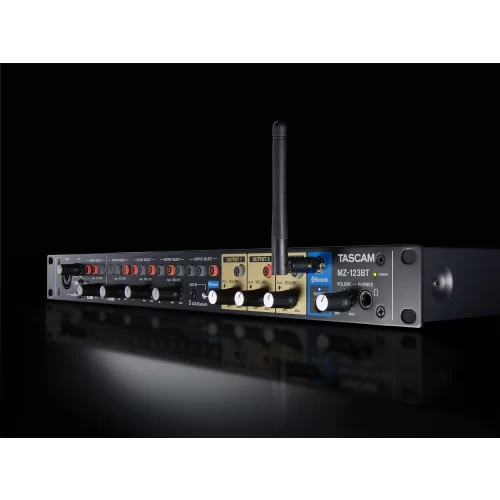 Tascam MZ-123BT Compact Multi-Zone Audio Mixer with Bluetooth, 19, 1U