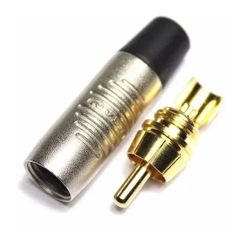 Rean RF2C-AU-2 RCA plug, gold plated contacts RF2C-AU-2 : nickel shell, red boot RF2C-AU-0 : nickel shell, black boot