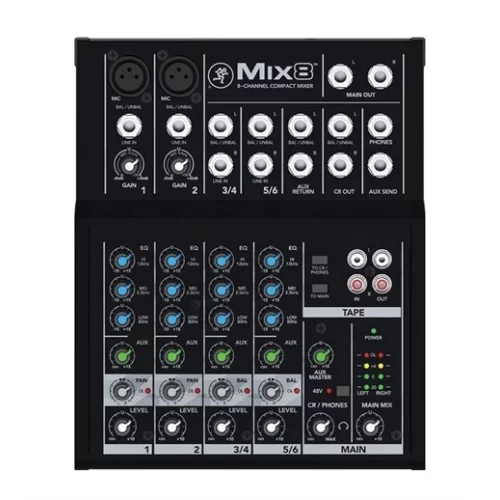 Mackie MIX8 Stüdyo Mikseri 8 Giriş, 2 Kanal Mono - 2 Kanal Stereo 1 Aux Çıkışı