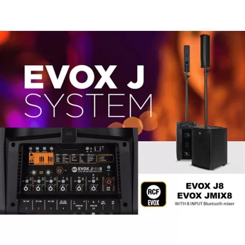 RCF EVOX JMIX8 Mikserli Portatif Ses Sistemi 1400-watt 12Sub+8x2 128 dB