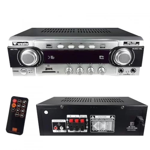 WESTA WA-700 2x50W/4 ohm Stereo Mixer-Ampli, 12V DC girişli