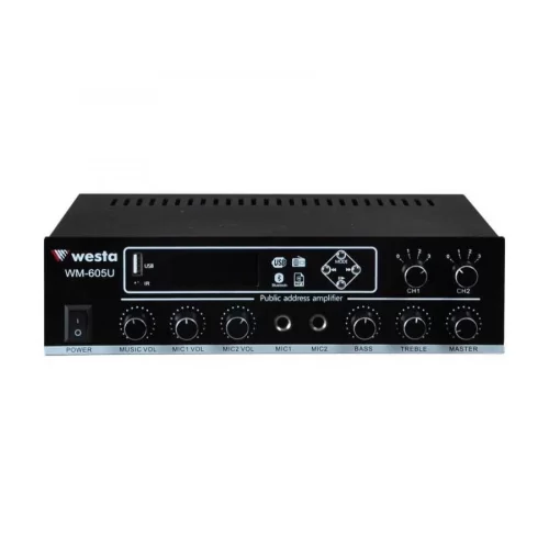 WESTA WM-605U 100W/100V 2-zone Mixing Amplifier, Usb/Mp3/Wma/Bluetotooth