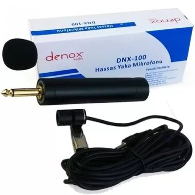 Denox DNX-100 Yaka Mikrofonu, 1,5 Volt AA Pil, 4m kablo
