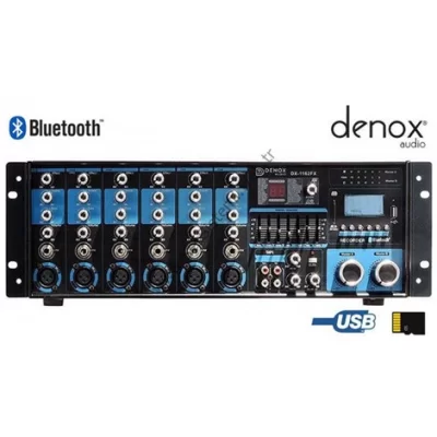 Denox DX-1162 FX 400W/100V Mixer-Ampli, A-B Kanal, USB/SD/BT