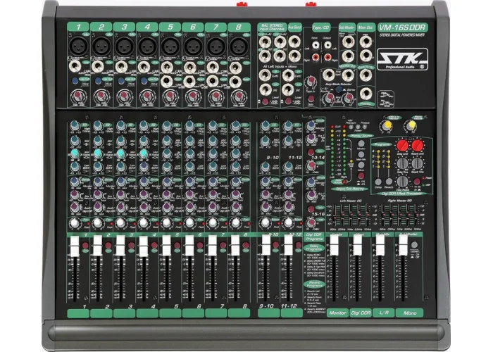STK Pro VM-16SDDR Power-Mixer 16 Kanal, 2X450W, Çift Efekt, Sub Out