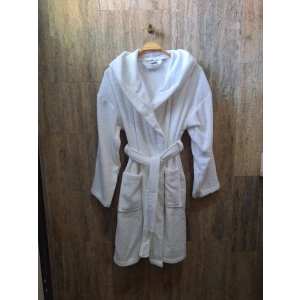 Kapüşonlu Çocuk Bornozu 10-12 Yaş, Beyaz, %100 Pamuk , Emiciliği yüksek