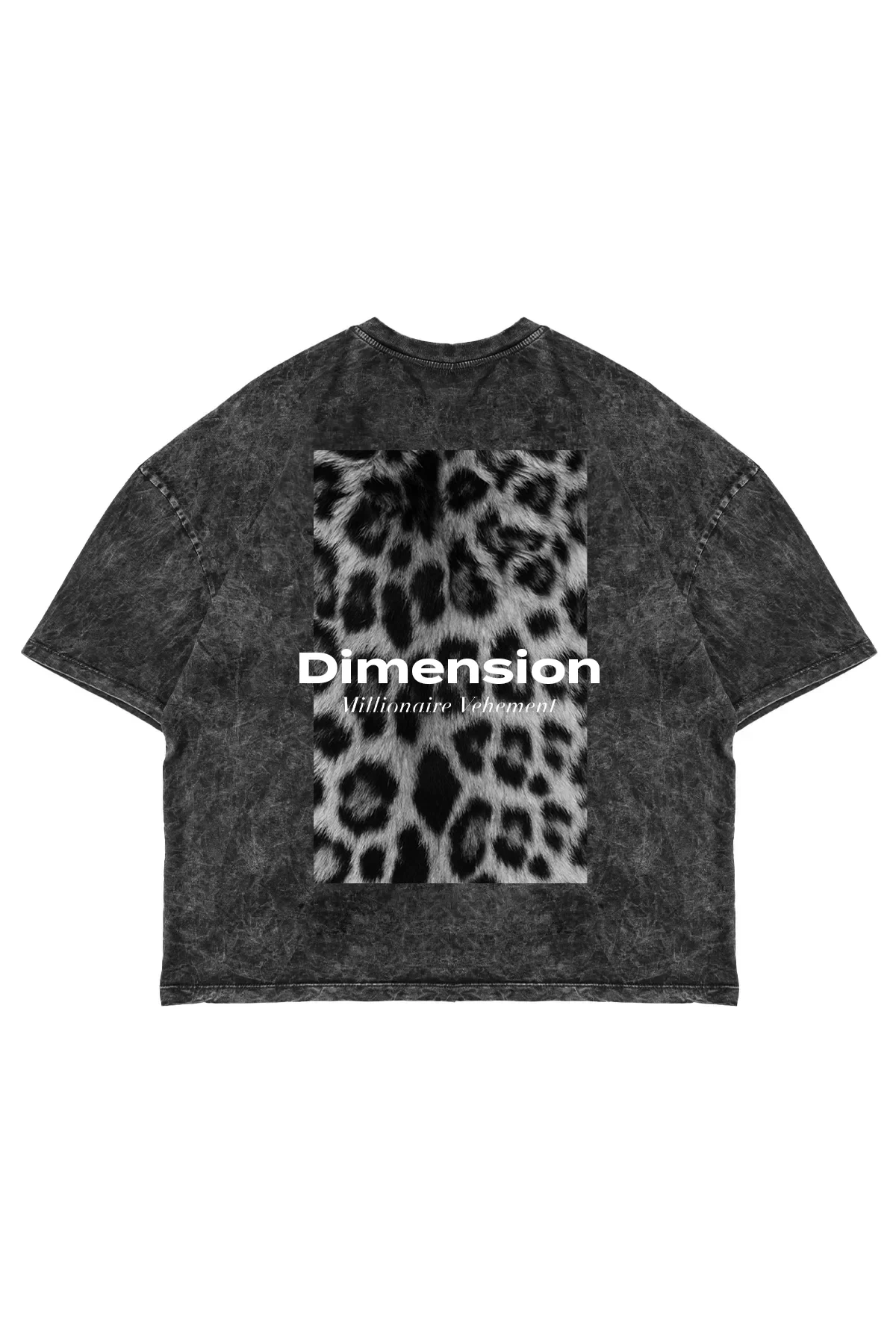 V2 Dimension Baskılı Hayvan Desenli 24/1 Oversize Unisex Yıkamalı Siyah Tshirt