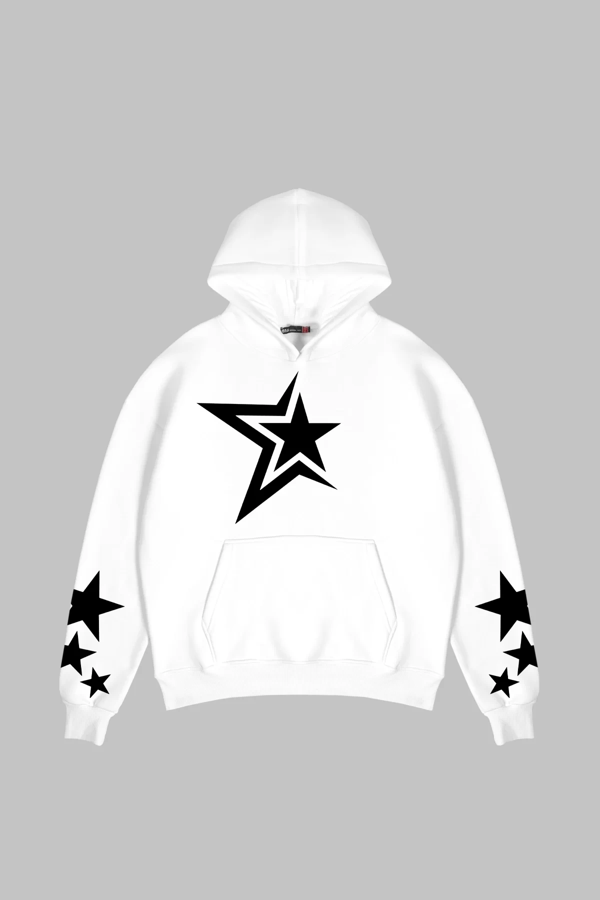 816 Stars Baskılı Oversize Unisex Beyaz Hoodie